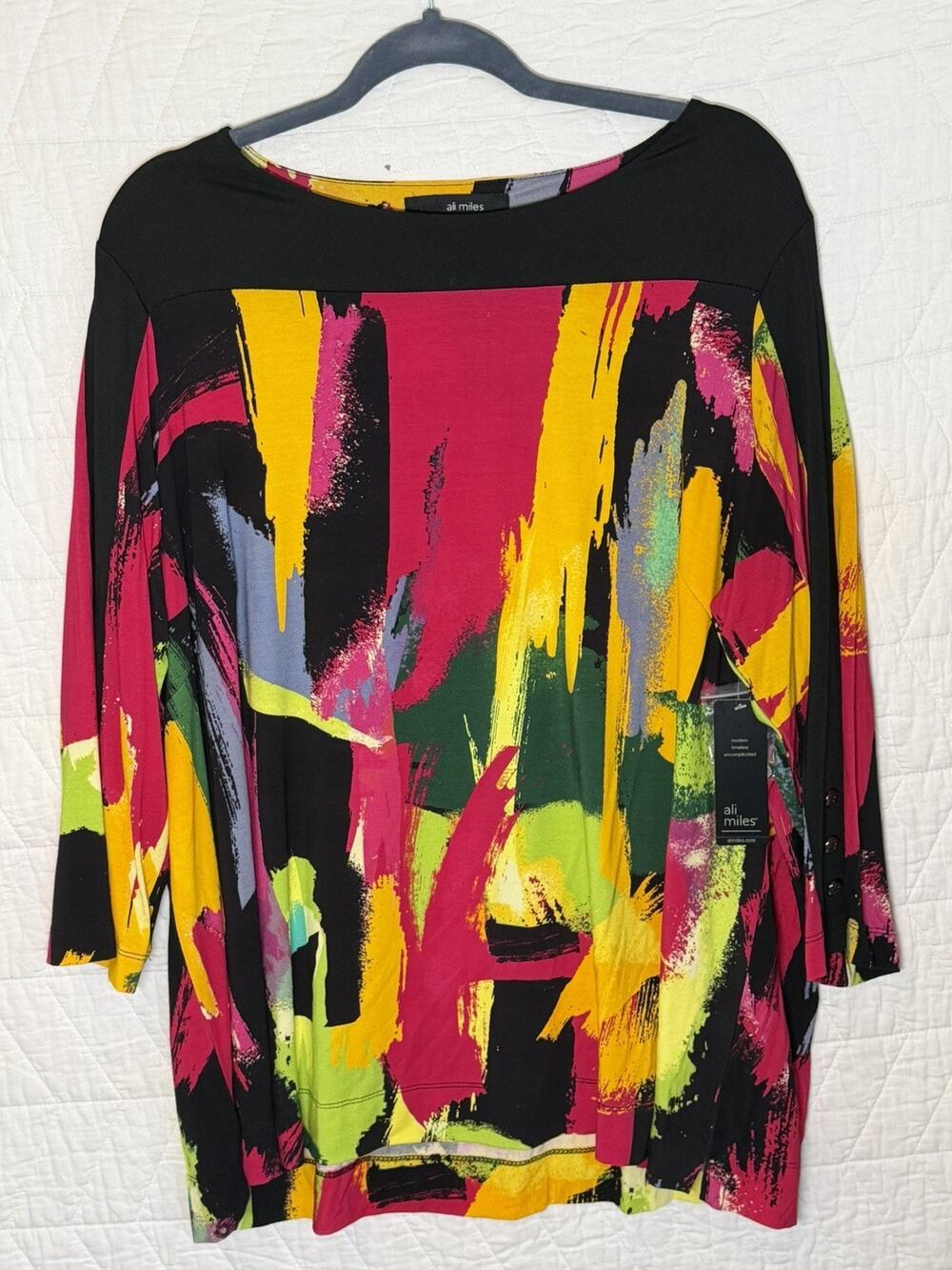 Ali Miles Women’s 1X Plus Abstract Tunic Top multicolor New with Tags
